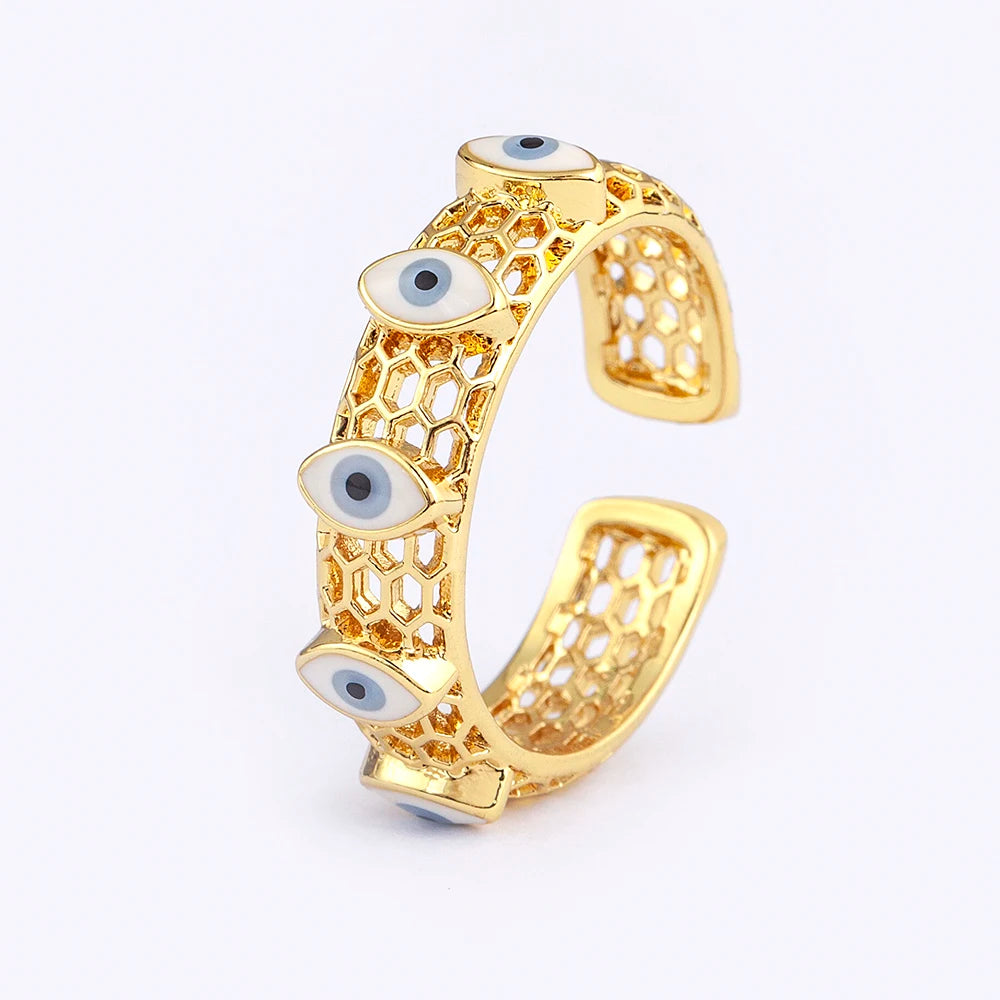 Open Evil Eye Hex Ring