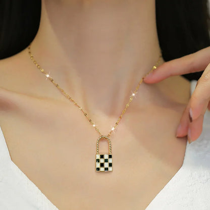 Checkerboard Lock Necklace