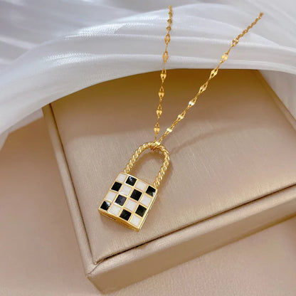 Checkerboard Lock Necklace