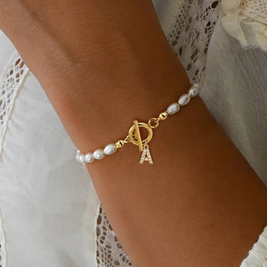 Pearl Initial Bracelet