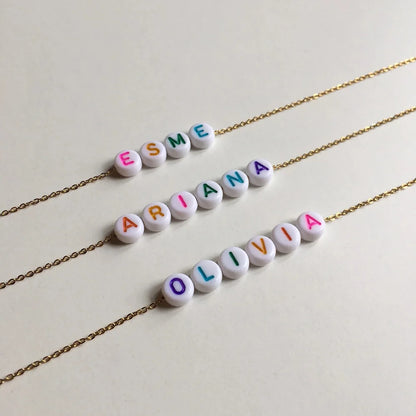 Colorful Beads Initial Necklace