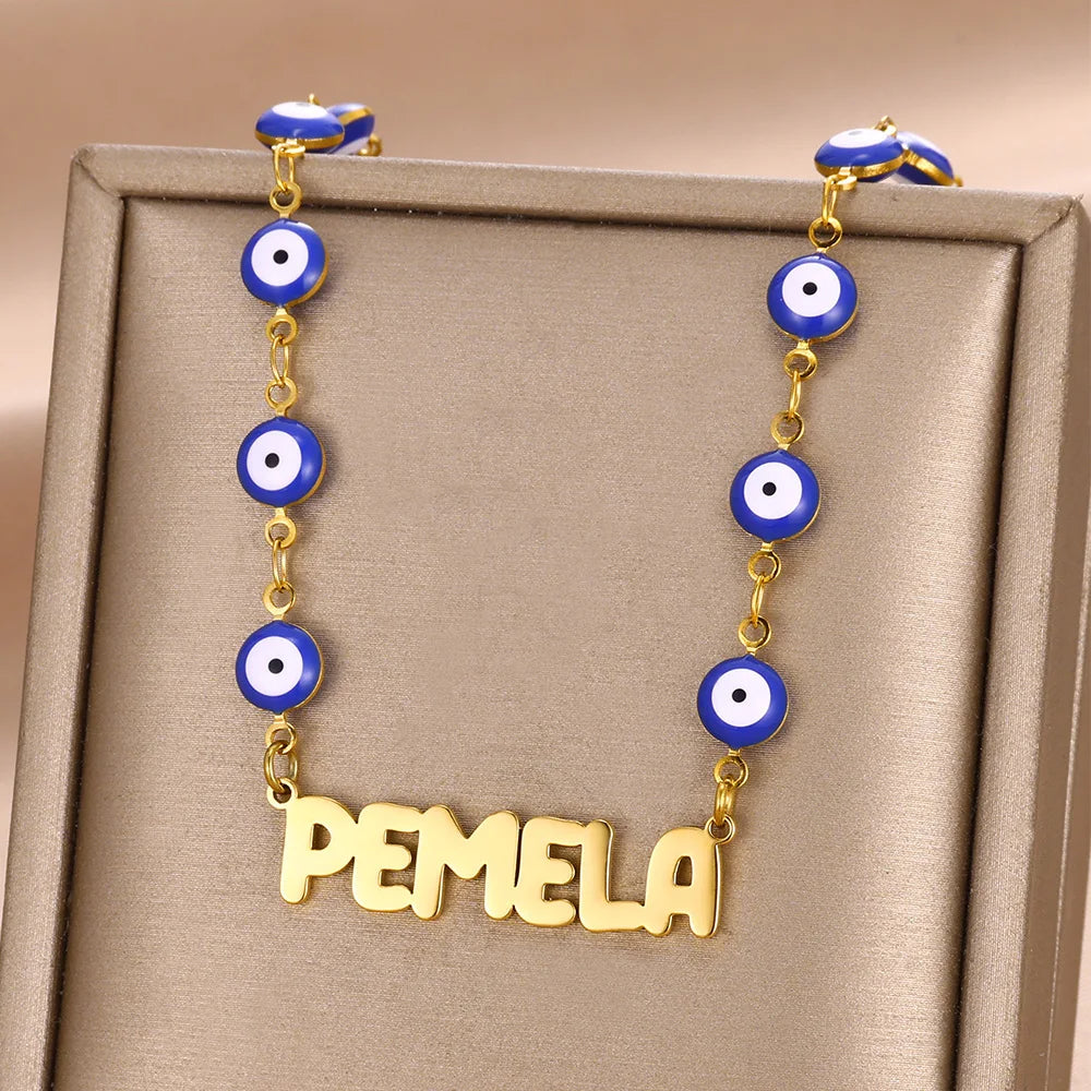 Custom Name Evil Eye Necklace