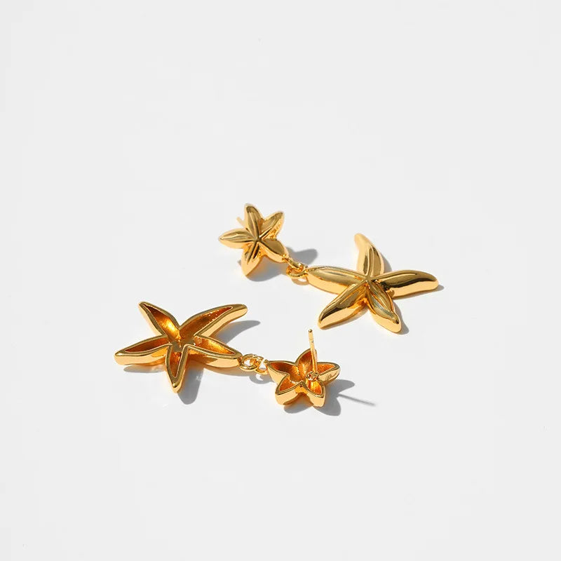 18k Dainty Starfish Earrings