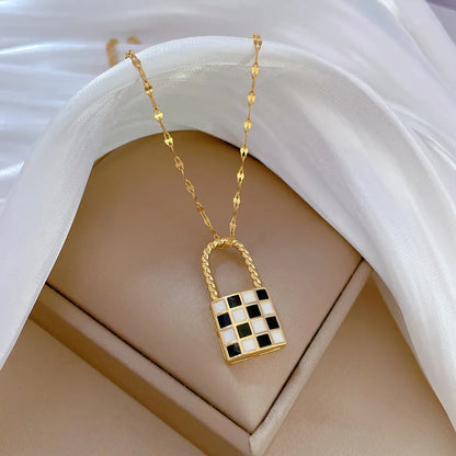 Checkerboard Lock Necklace