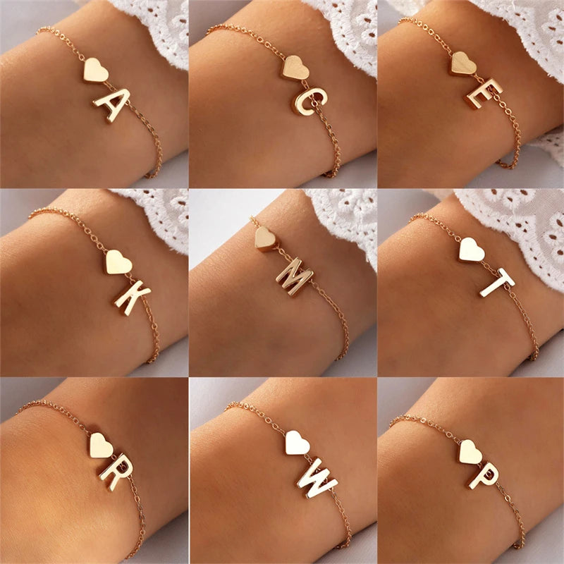 Heart Initial Bracelet