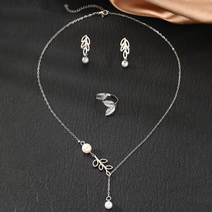 Pearl Leaf Jewelry Set