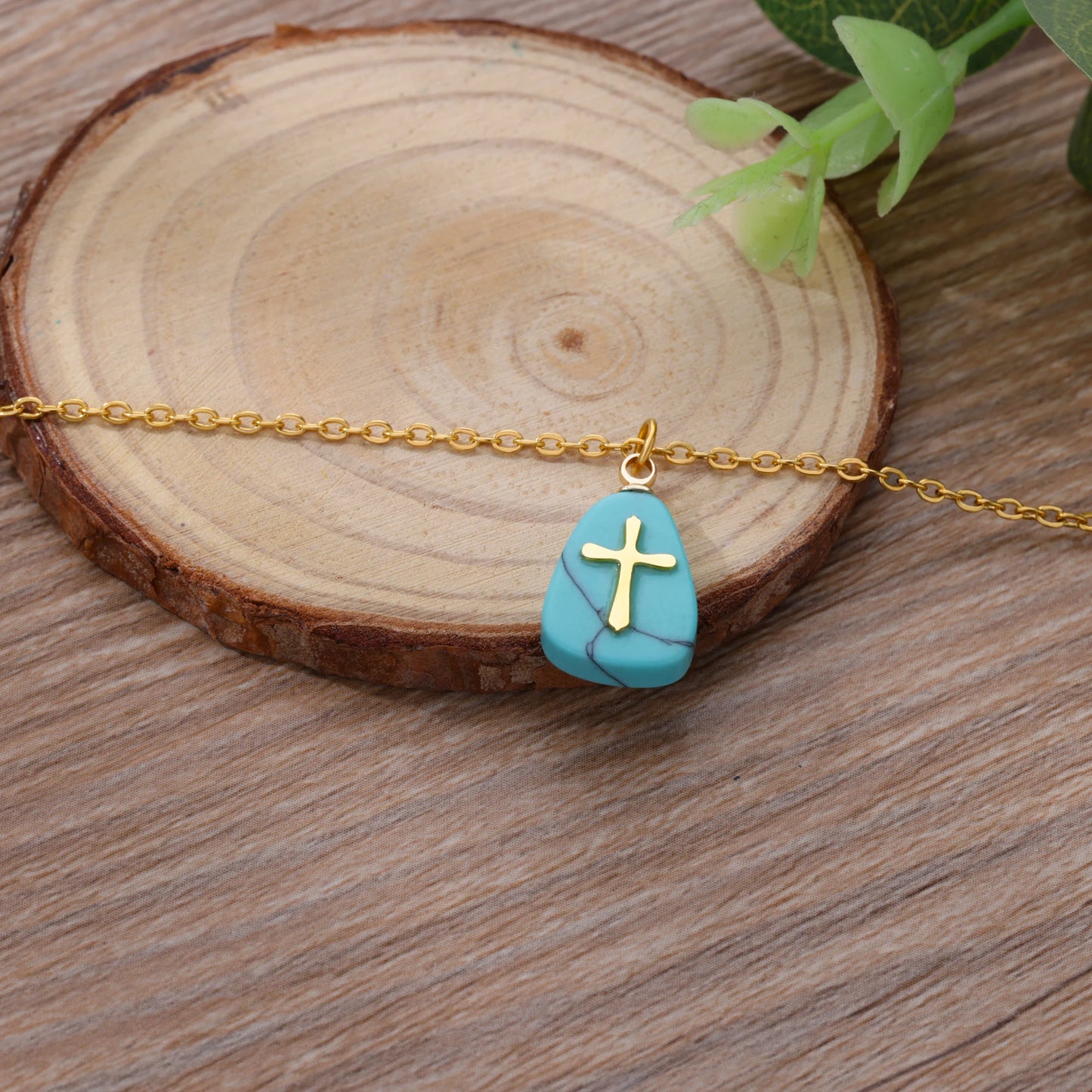 Simple Stone Cross Necklace