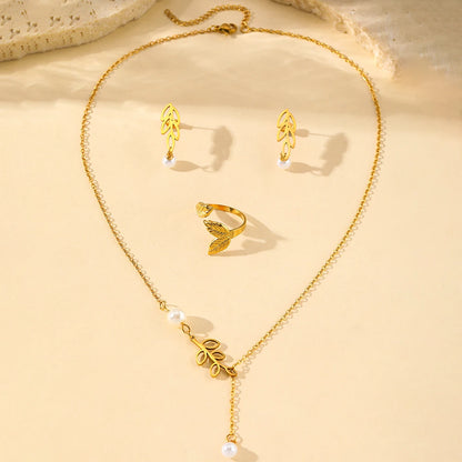 Pearl Leaf Jewelry Set