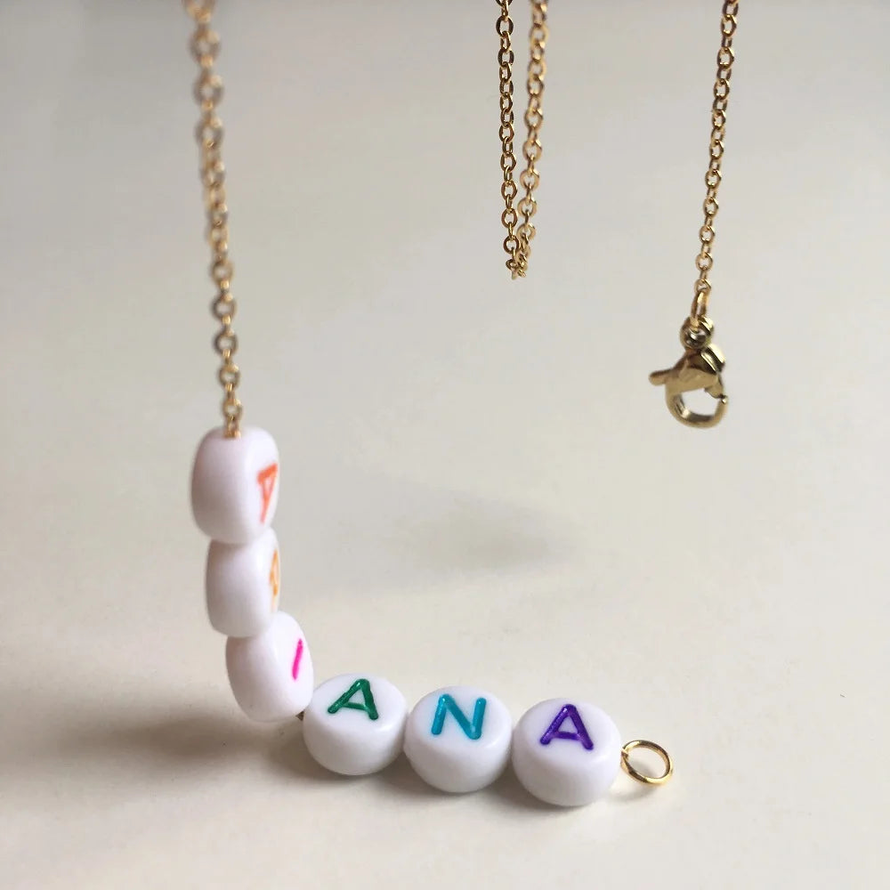 Colorful Beads Initial Necklace