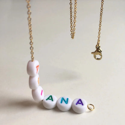 Colorful Beads Initial Necklace