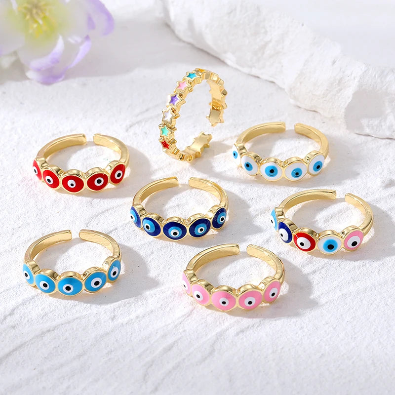 Adjustable Evil Eye Rings