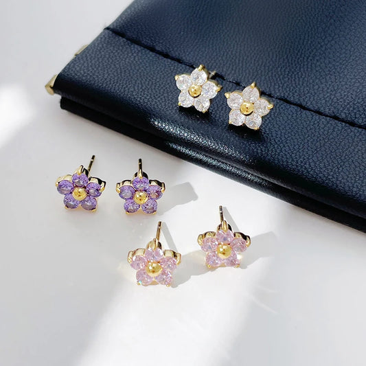 Dainty Crystal Flower Earrings