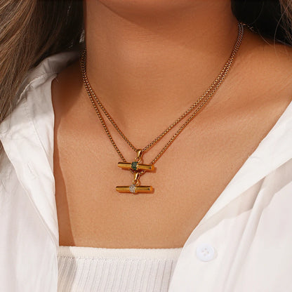 18k Minimal T-Bar Necklace