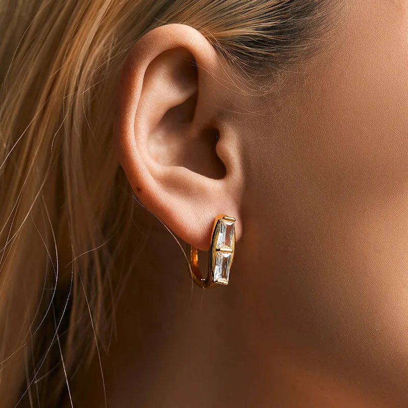 18k Crystal Bar Earrings