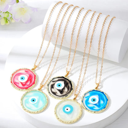 Round Pendant Evil Eye Necklace