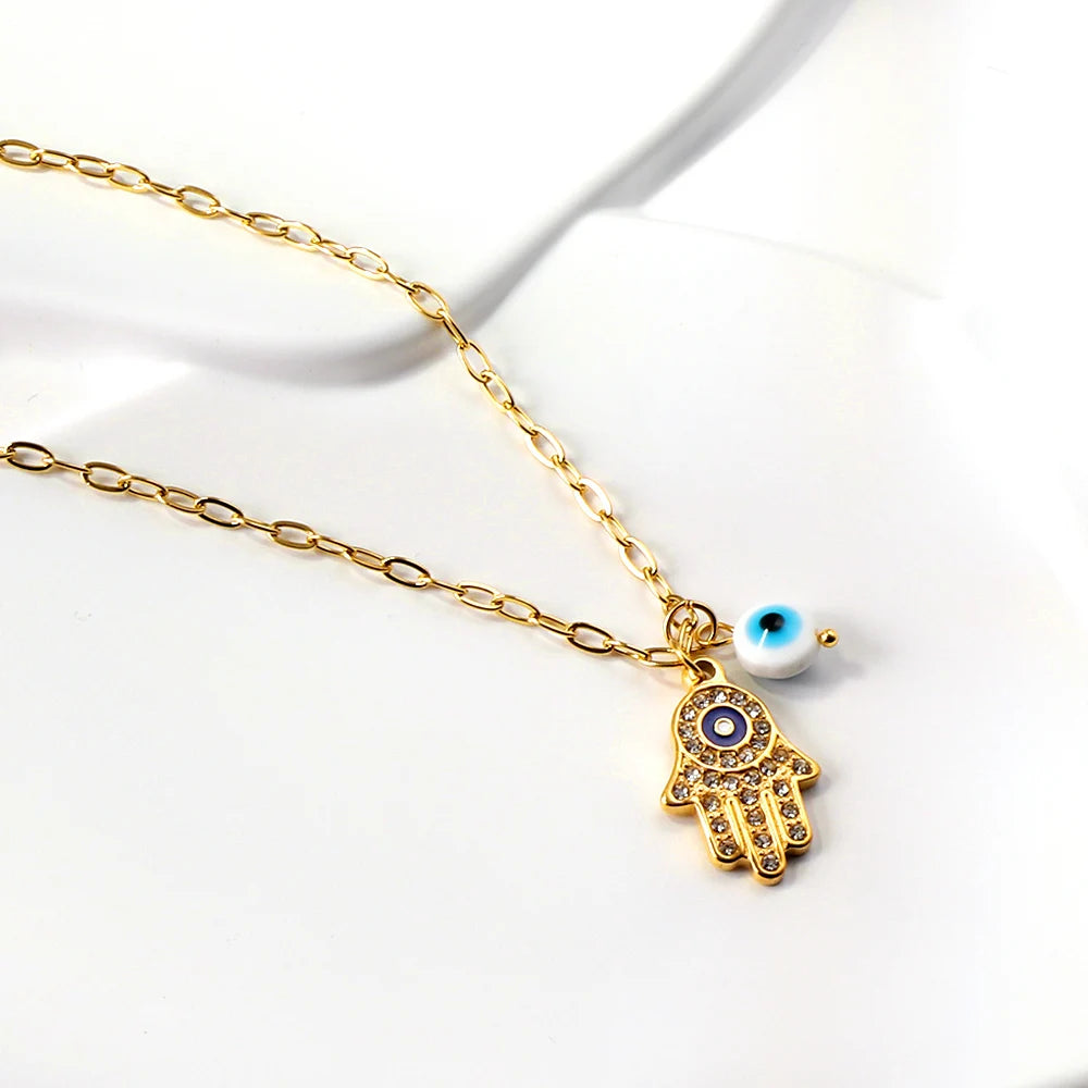 18k Classic Evil Eye Charm Necklace