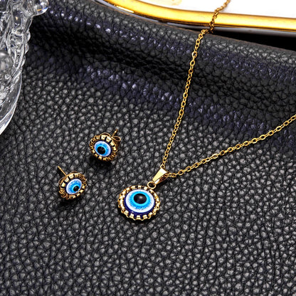 Dainty Evil Eye Necklace & Earrings