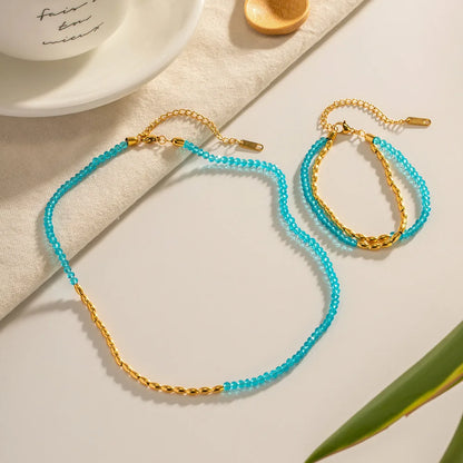 18k Aqua Bead Jewelry Set