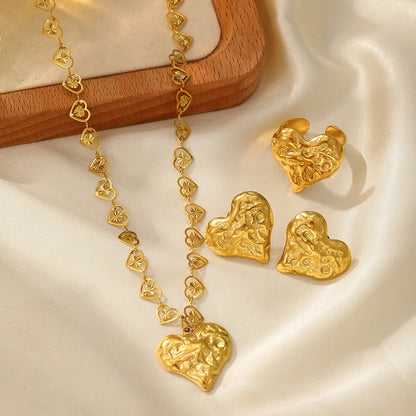 Hammered Heart Jewelry Set