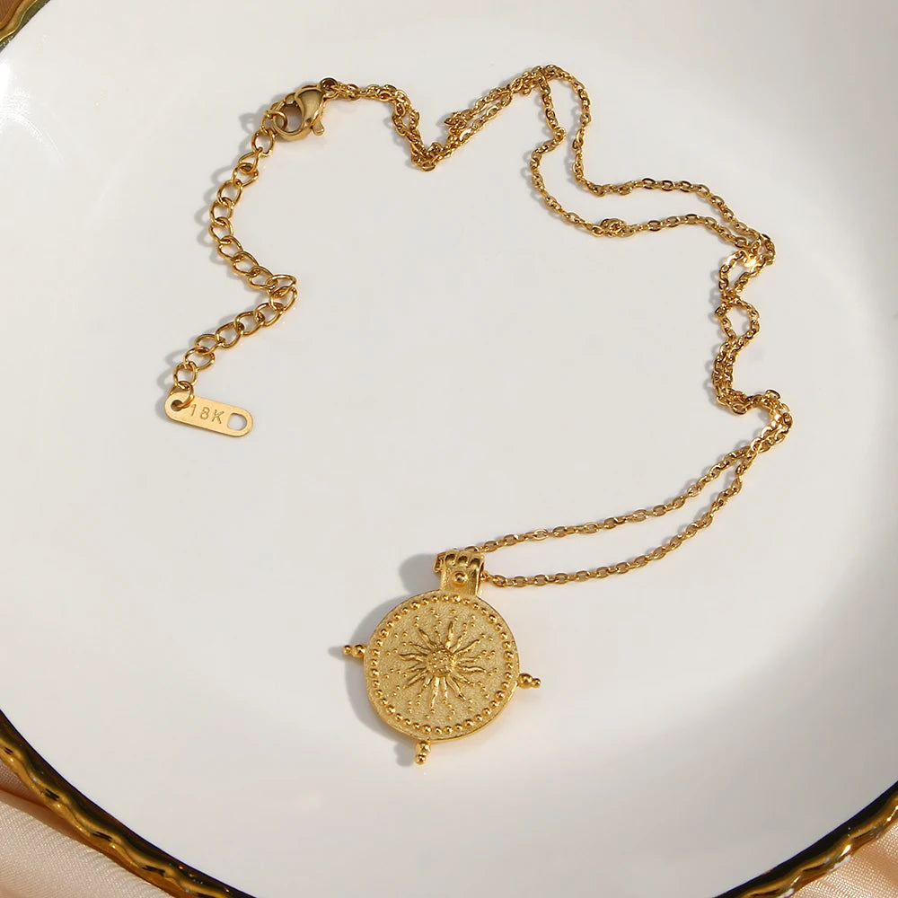 Vintage Sun Compass Necklace