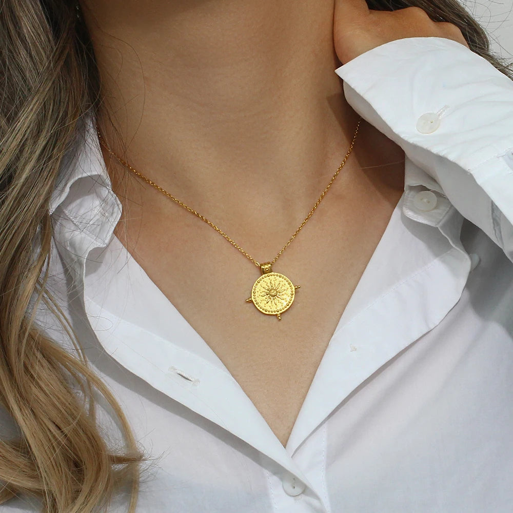 Vintage Sun Compass Necklace