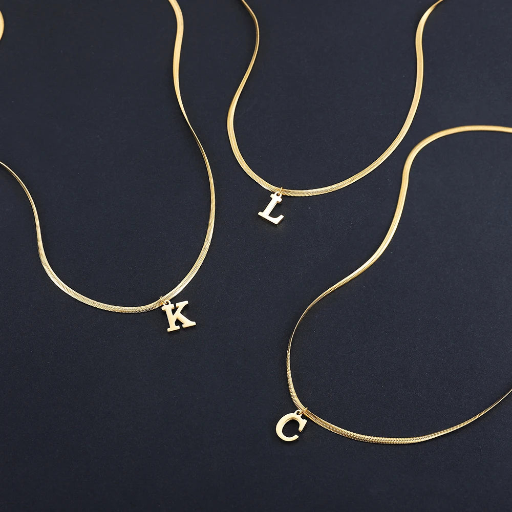 Snake Chain Initial Necklace