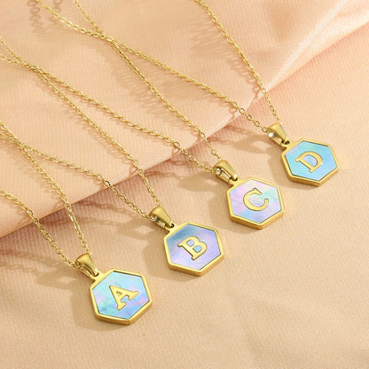 Colorful Hexagon Initial Necklace