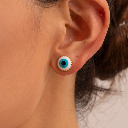 18k Minimal Evil Eye Earrings