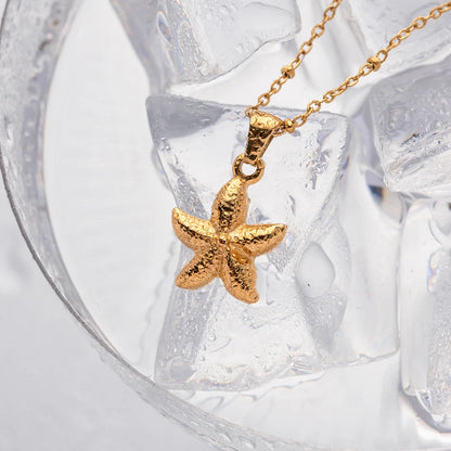 18k Dainty Boho Starfish Necklace