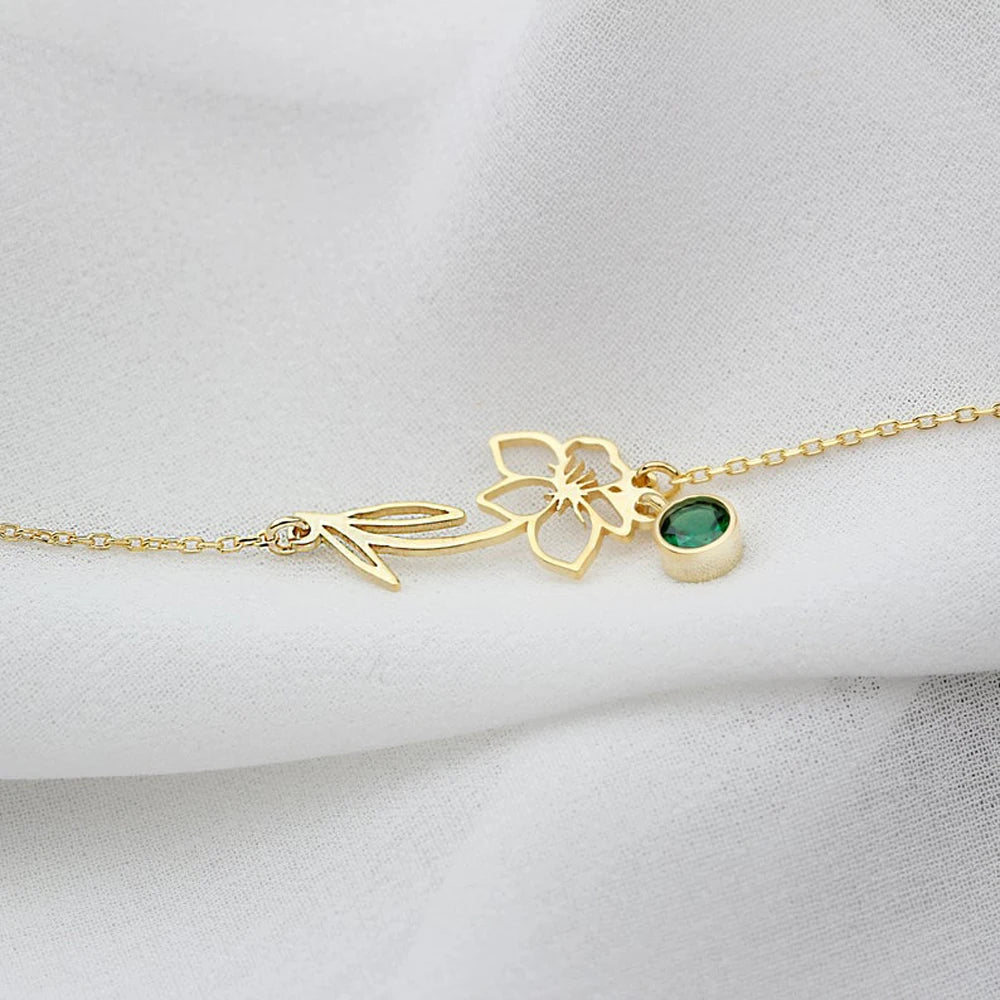 Birthstone & Flower Bracelet