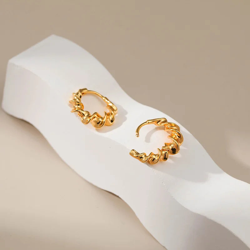 18k Twisted Coil Hoop Earrings