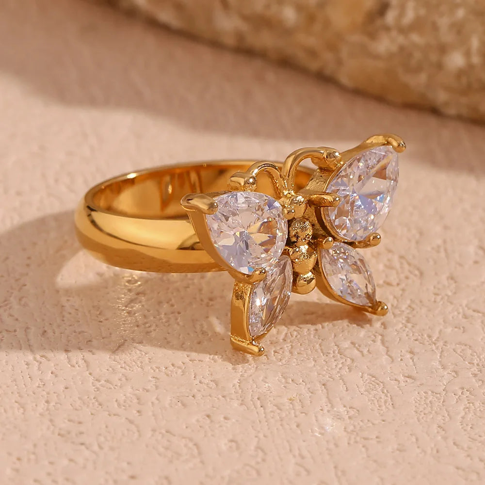 18k Crystal Butterfly Ring