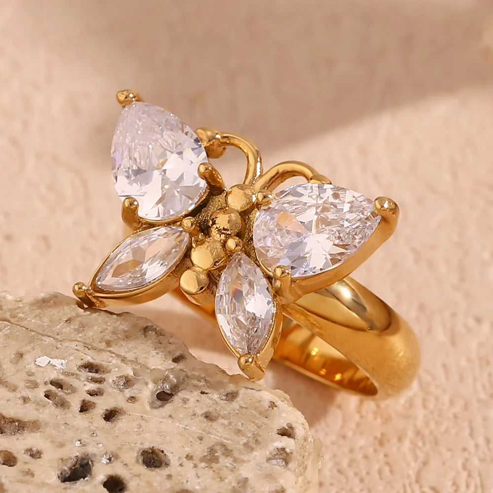 18k Crystal Butterfly Ring