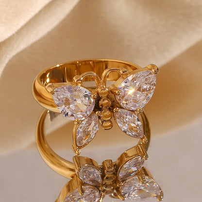 18k Crystal Butterfly Ring