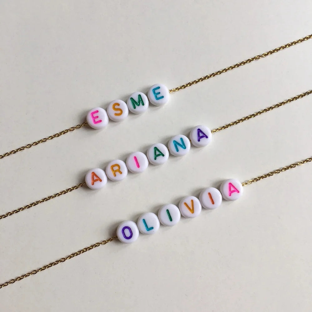 Colorful Beads Initial Necklace