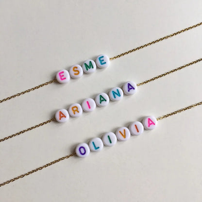 Colorful Beads Initial Necklace