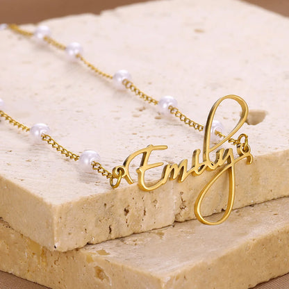 Custom Name Pearl Necklace