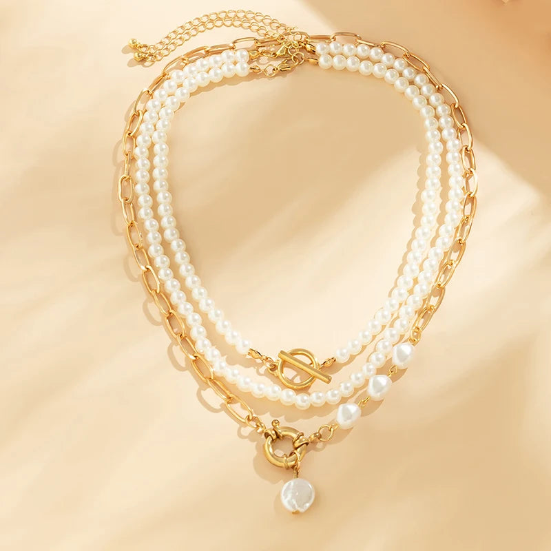 Multi Layer Pearl Necklaces