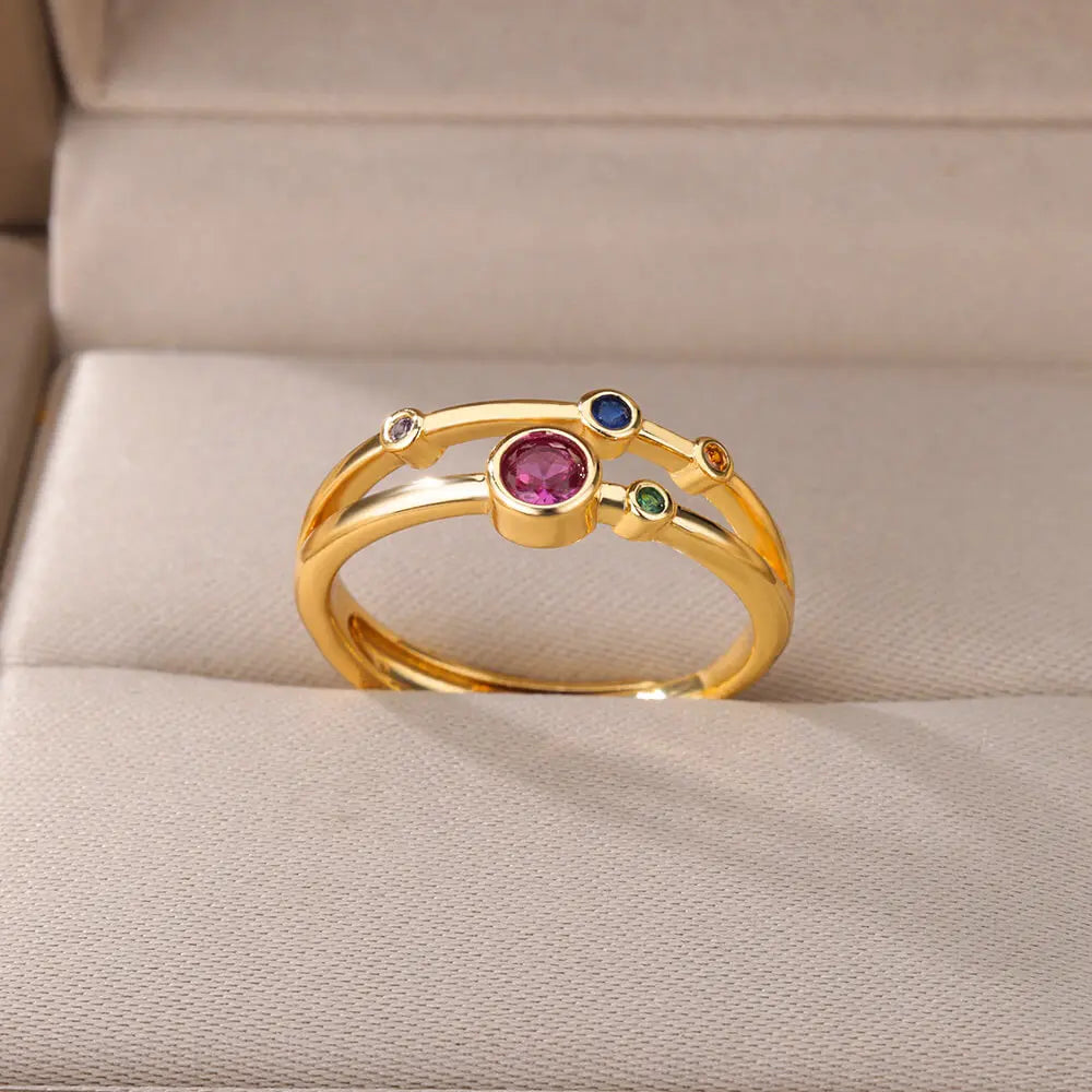 Colorful Geometric Stone Ring