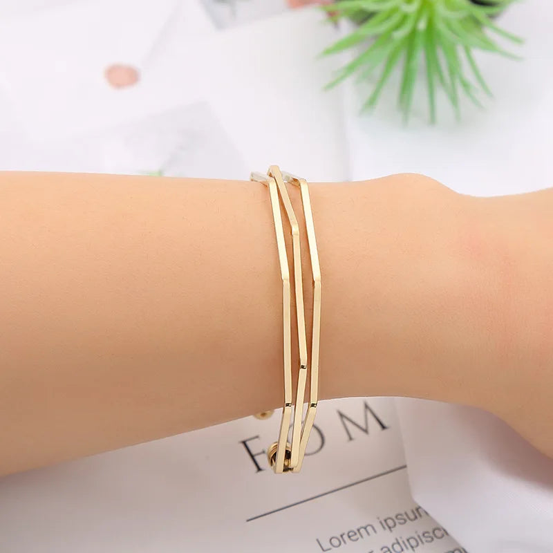 Multilayer Geometric Line Bangle