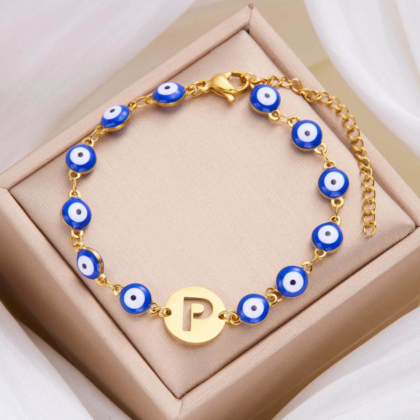 Evil Eye Initial Bracelet