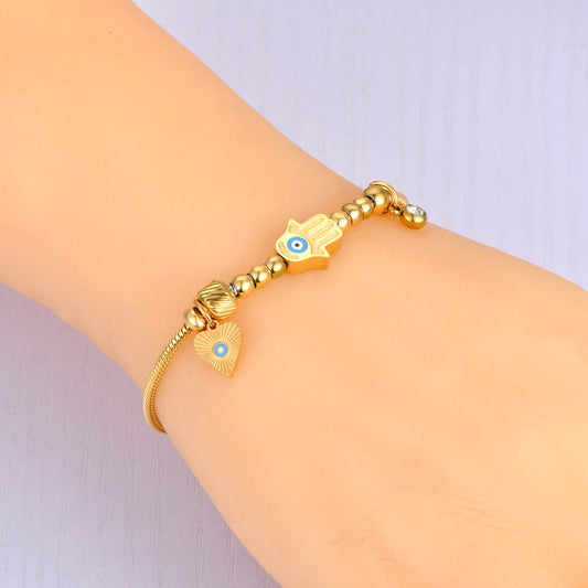 Evil Eye Cable Charm Bracelet