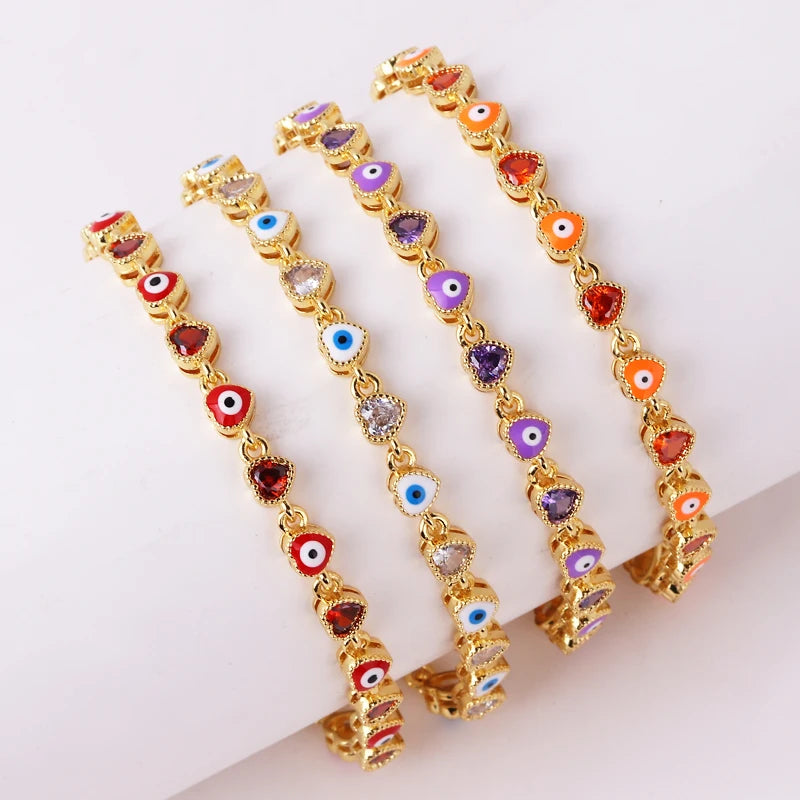 18k Heart Evil Eye Bracelets