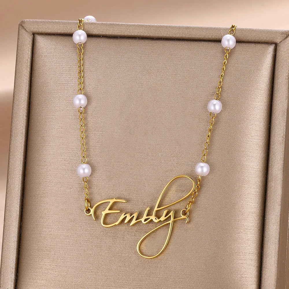 Custom Name Pearl Necklace