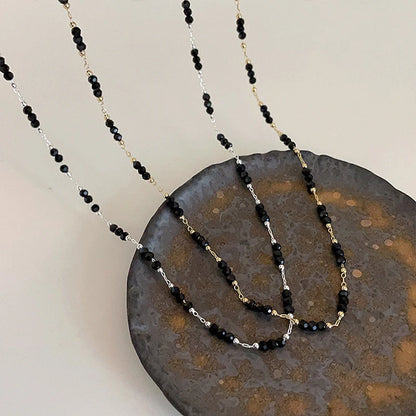 Retro Obsidian Bead Necklace