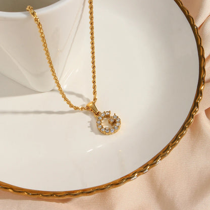 18k Crystal Initial Rope Chain