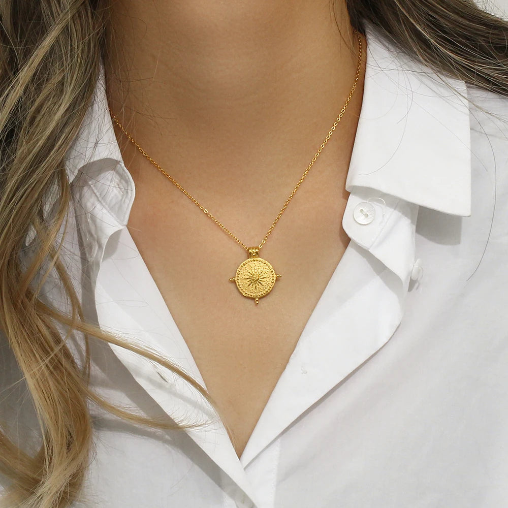 Vintage Sun Compass Necklace