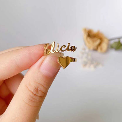 Custom Heart Name Ring