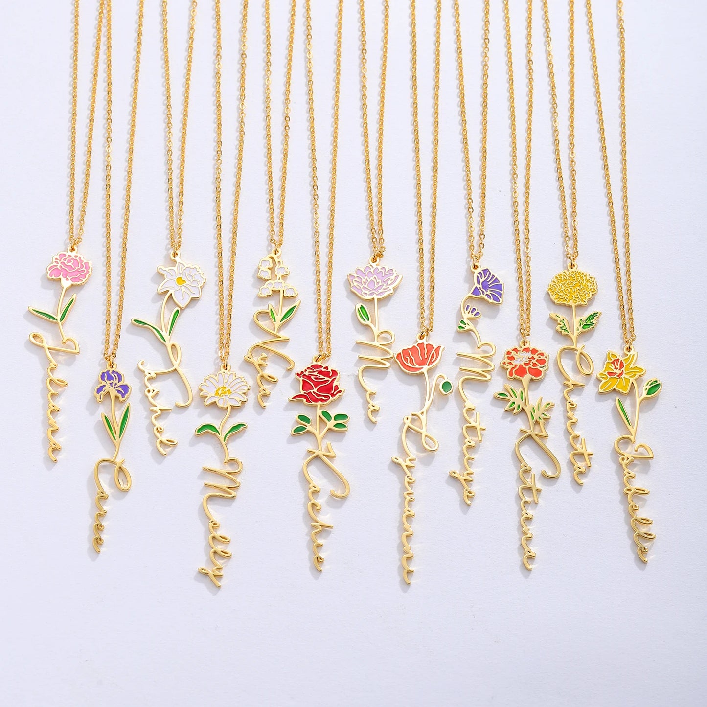 Birth Flower Name Necklace