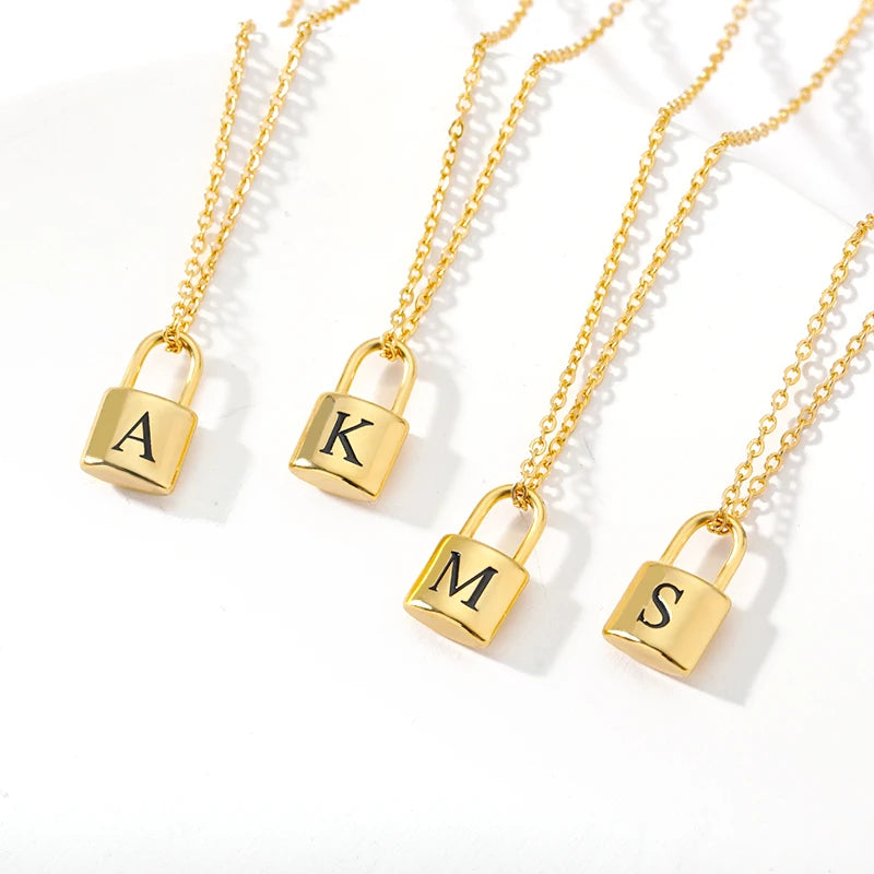 18k Love Lock Initial Necklace